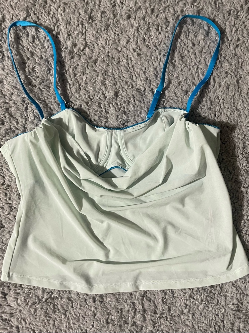 Out From Under teal and blue cami crop top